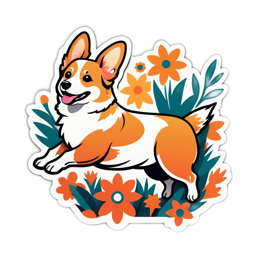 flower corgi SVG PNG design with clean design elements