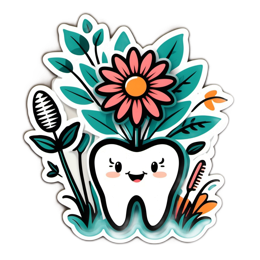 flower tooth SVG PNG design with clean design elements, white and pink floral elements