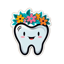 sticker tooth flower SVG PNG design with floral elements