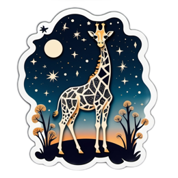 nighttime giraffe SVG PNG design with clean design elements