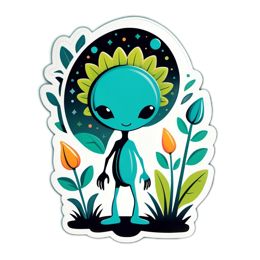 alien flower SVG PNG design with orange and green floral elements