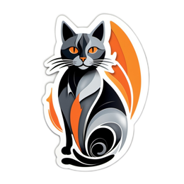 feline sticker SVG PNG design with clean design elements