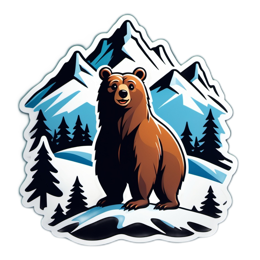 bear mountains snow SVG PNG design with clean design elements