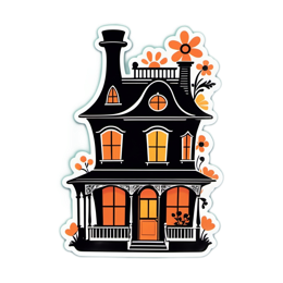 house flowers floral SVG PNG design with clean design elements, black and orange floral elements