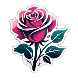 roses stickers flower SVG PNG design with clean design elements, pink and green floral elements