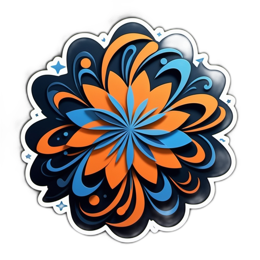 pattern colorful flower SVG PNG design with clean design elements, orange and blue floral elements