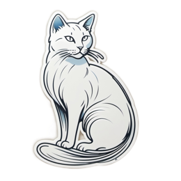 white cat illustration SVG PNG design with clean design elements