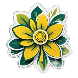 flower yellow green SVG PNG design with clean design elements, green and yellow floral elements