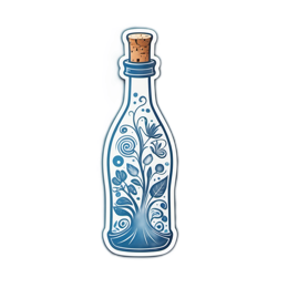 bottle nature floral SVG PNG design with green and blue floral elements