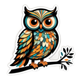owl colorful sticker SVG PNG design with clean design elements