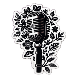 music flower SVG PNG design with black and white floral elements