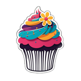 cupcake colors fun flower SVG PNG design with pink and blue floral elements