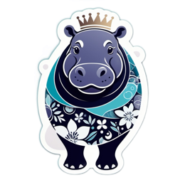 hippo illustration SVG PNG design with clean design elements