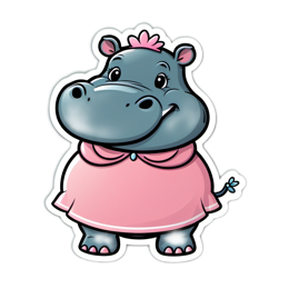 cute cartoon hypopotamus SVG PNG design with clean design elements
