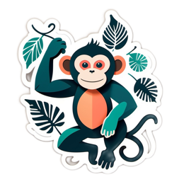 monkey leaves SVG PNG design with clean design elements