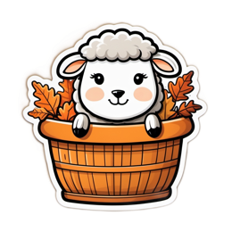 sheep autumn SVG PNG design with orange floral elements