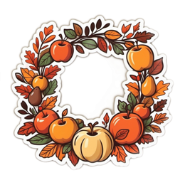 autumn wreath foliage SVG PNG design with orange and green floral elements