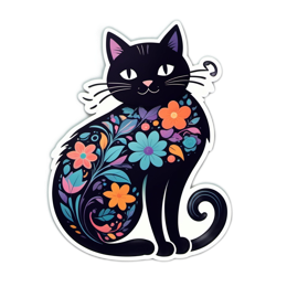 catrick flower SVG PNG design with clean design elements, black and orange floral elements