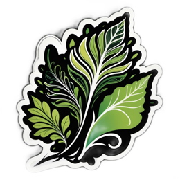 leaves green patterns botanical SVG PNG design with clean design elements, black and red floral elements