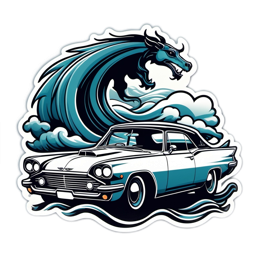 dragon wave car SVG PNG design with clean design elements