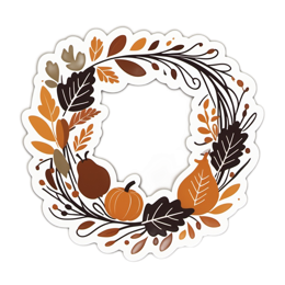 autumn wreath leaves SVG PNG design with orange and green floral elements