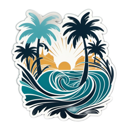 sunset ocean palm trees SVG PNG design with clean design elements