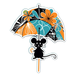 floral mouse umbrella SVG PNG design with black and orange floral elements