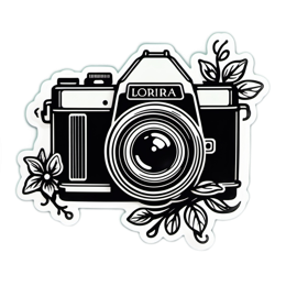 camera flora floral SVG PNG design with clean design elements, black and white floral elements