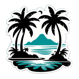island palms mountain SVG PNG design with clean design elements