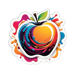 colorful apple sticker SVG PNG design with clean design elements