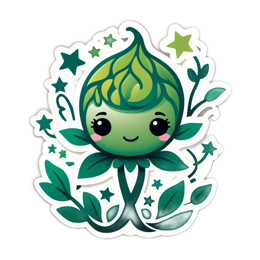 fantasy kawaii SVG PNG design with green floral elements
