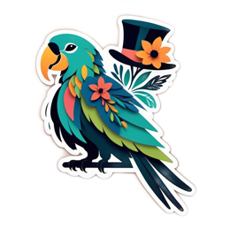 parrot flower SVG PNG design with orange and green floral elements