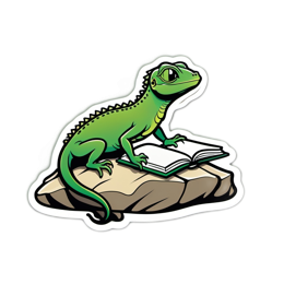 lizard reading book SVG PNG design with clean design elements
