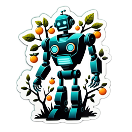 robot oranges SVG PNG design with clean design elements