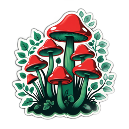 mushrooms red foliage SVG PNG design with red and green floral elements