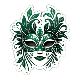 mask green details floral SVG PNG design with black and green floral elements