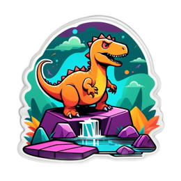 dinosaur waterfall landscape SVG PNG design with clean design elements