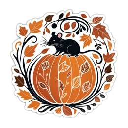 pumpkin mouse leaves SVG PNG design with black and white floral elements