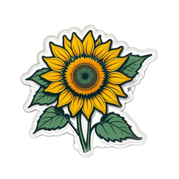 sunflower sticker flower SVG PNG design with clean design elements, green and yellow floral elements