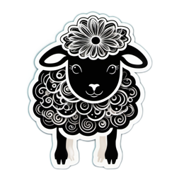 quotes artistic sheep floral SVG PNG design with clean design elements, black and white floral elements