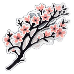 flowers branch pink SVG PNG design with clean design elements, black and white floral elements