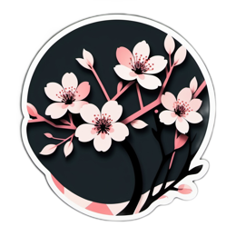 flower blossoms SVG PNG design with clean design elements, black and pink floral elements