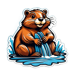 beaver swimming SVG PNG design with clean design elements