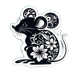 animals flowerpatters floral SVG PNG design with black and white floral elements