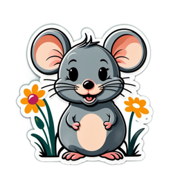 fantasy mouse flowers SVG PNG design with clean design elements, pink and yellow floral elements