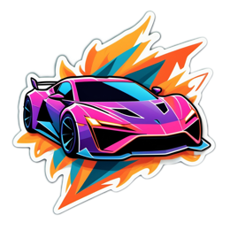 sticker car colorful SVG PNG design with clean design elements