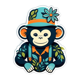 funky monkey sticker SVG PNG design with clean design elements