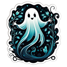 fantasy ghost SVG PNG design with black floral elements