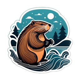 beaver nightscape SVG PNG design with clean design elements