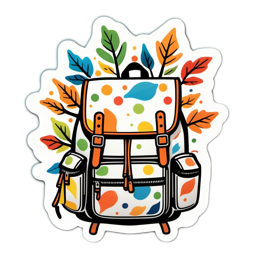 backpack colors leaves SVG PNG design with orange and green floral elements